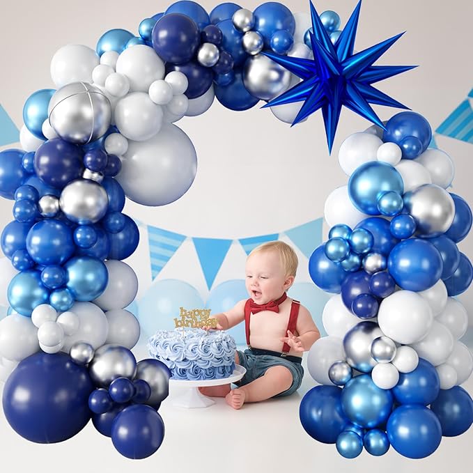 94Pcs Blue Balloon Garland Arch Kit Navy Blue Silver White Balloons Garland Kit - Image 3