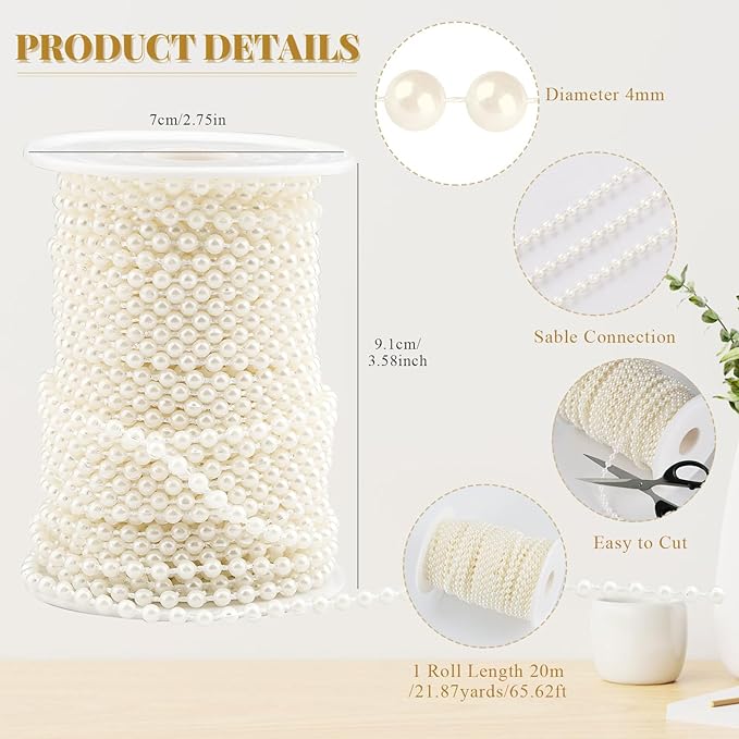4mm Faux Pearl Beads String Garland Pearls - Image 2