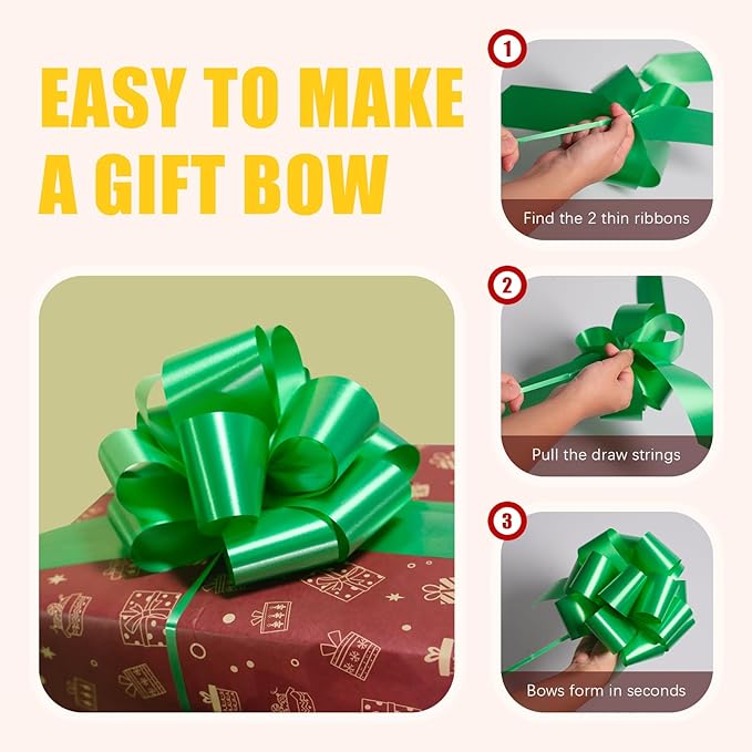 6 PCS 6 Inch Green Pull Bows - Image 9