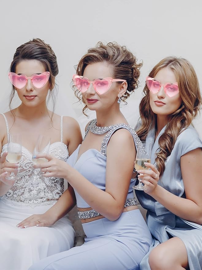 Flutesan 12 Pack Bachelorette Sunglasses Bride Bridesmaid Heart Shaped - Image 3