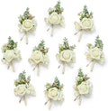 Serwalin 10Pcs Boutonniere for Men, Artificial Flowers for Wedding by Serwalin