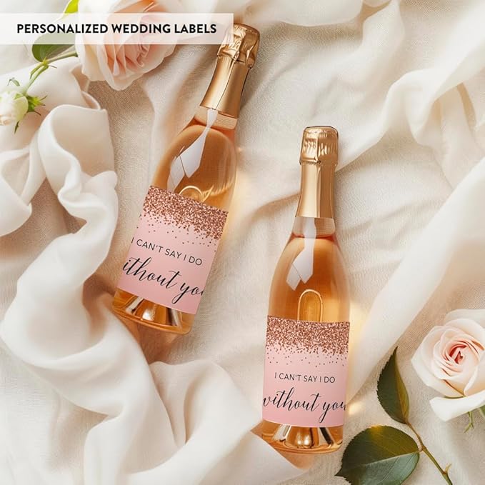 Andaz Press Mini Champagne Wine Bottle Labels, I Can'T Say I Do Without You - Image 6