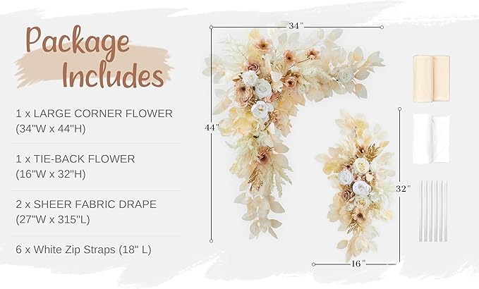 Wedding Arch Flowers with Drapes Kit - Image 5