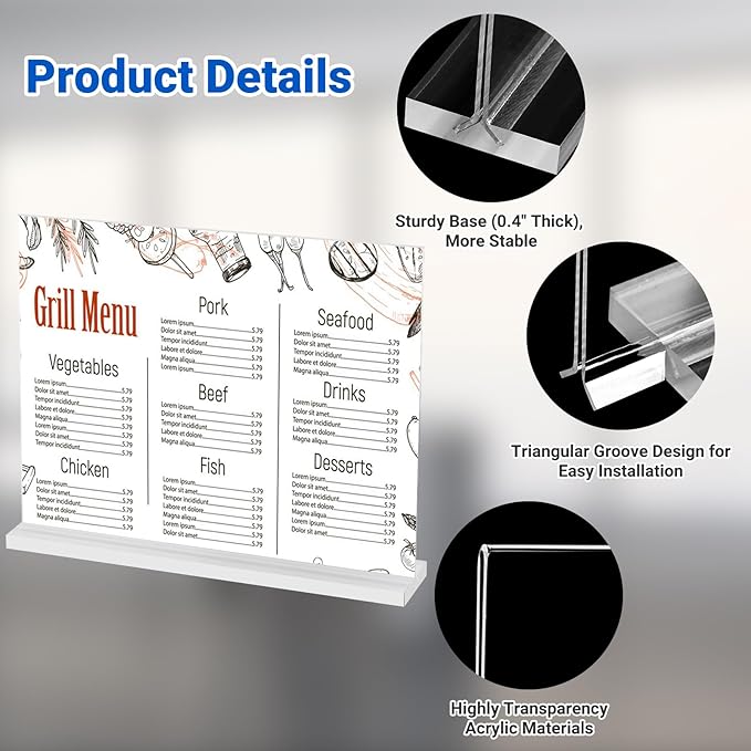 12 Pack Acrylic Sign Holder 11 x 8.5 Horizontal, Double-Sided Clear Sign Holder - Image 7
