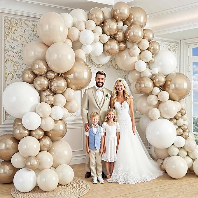 412Pcs White Sand Champagne Gold Balloon Arch Kit, Metallic Champagne Gold - Image 5