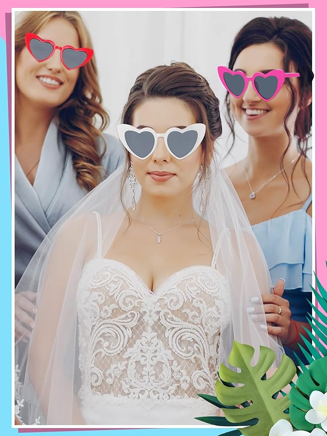 Flutesan 12 Pack Bachelorette Sunglasses Bride Bridesmaid Heart Shaped - Image 4