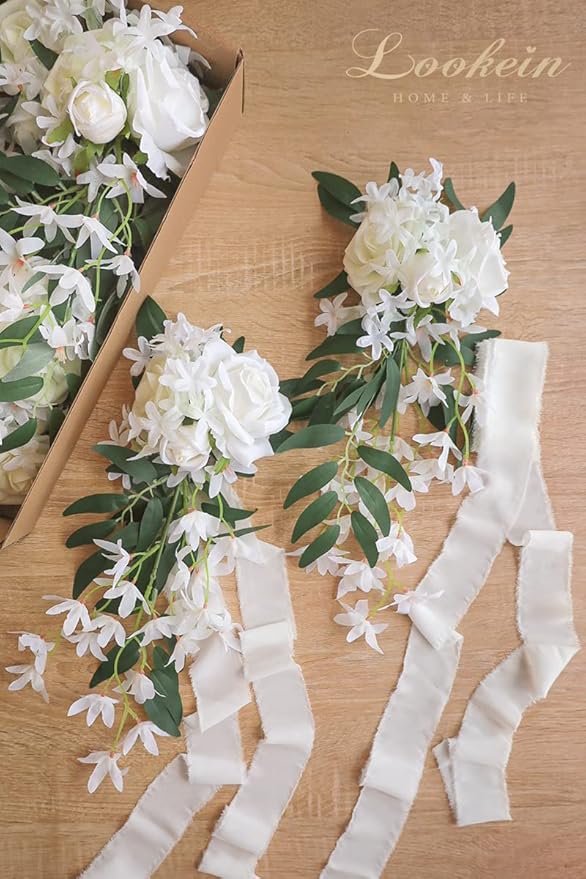 Lookein Set of 8 Pew Flowers for Wedding Ceremony Chair Decorations Bench - Image 6