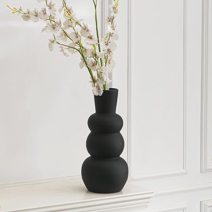 Black Vase, Modern Ceramic Vase, Minimalist Home Fresh Flowers, Dried Flowers - Image 5