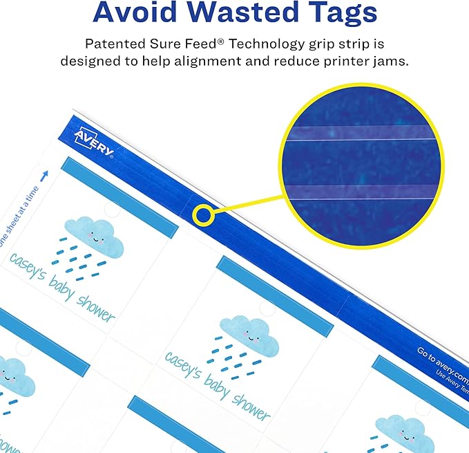Avery Square Tags, Sure Feed Technology, Matte White, Strings Included - Image 5