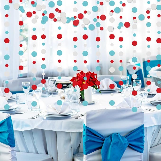 Outus 5 Pieces Colorful Dots Paper Garland Round Glitter Garland Hanging - Image 4