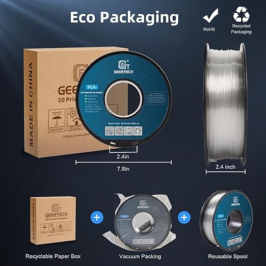 Geeetech Clear PLA Filament 1.75mm, Excellent Transparency, Neatly Wound 3D - Image 6