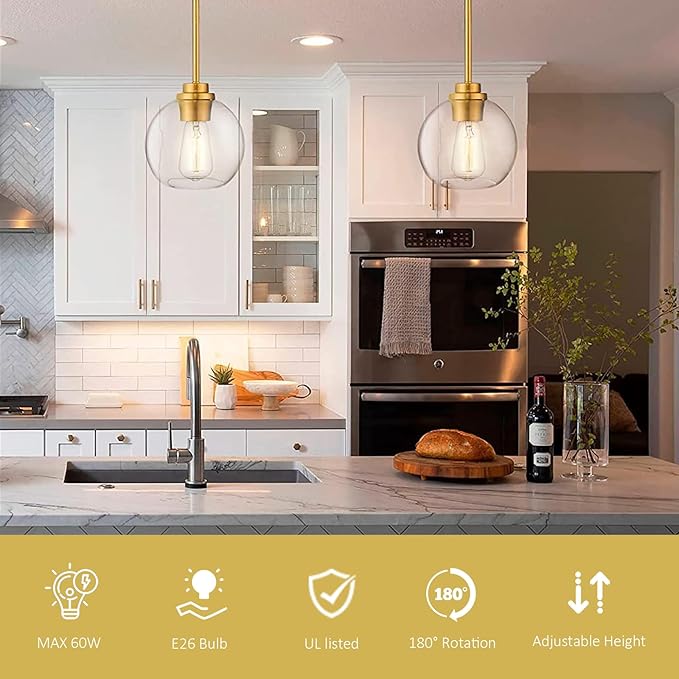 Pendant Lights Kitchen Island, Modern Gold Pendant Light - Image 2