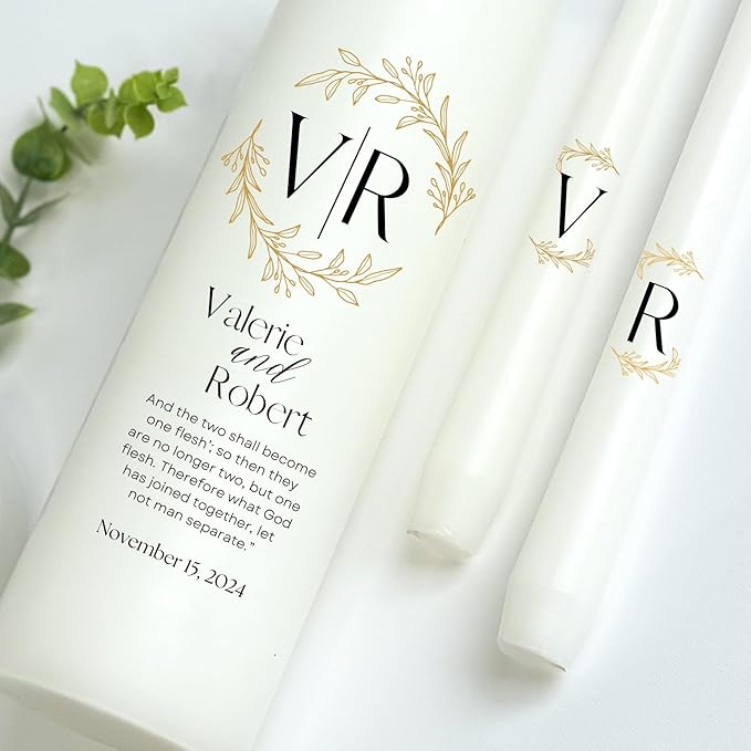 Unity Candles for Wedding, Modern Unity Set, Custom and Personalized Pillar and - Image 3