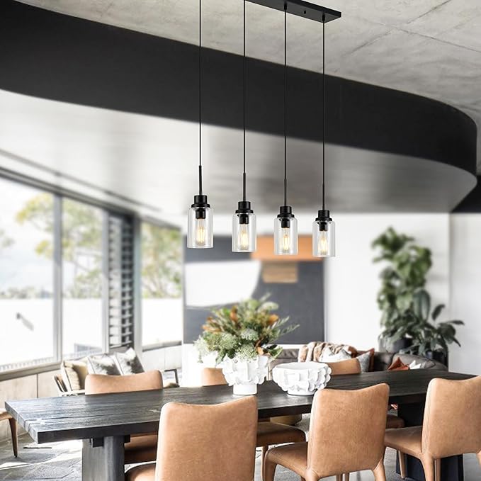4-Lights Pendant Lighting for Kitchen Island in Black, Ceiling Light Fixtures - Image 7