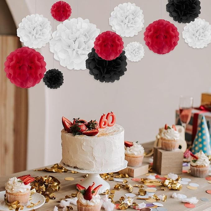 Tissue Paper Pom Poms, Hanging Flower Balls - Image 3