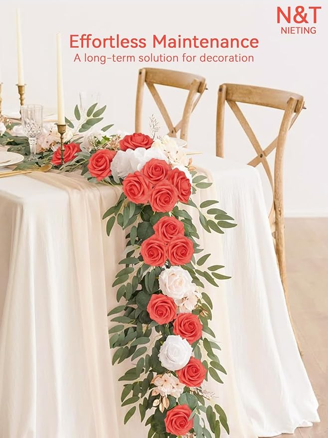 N&T NIETING Artificial Flowers 25pcs Real Looking Coral Foam Fake Roses - Image 8