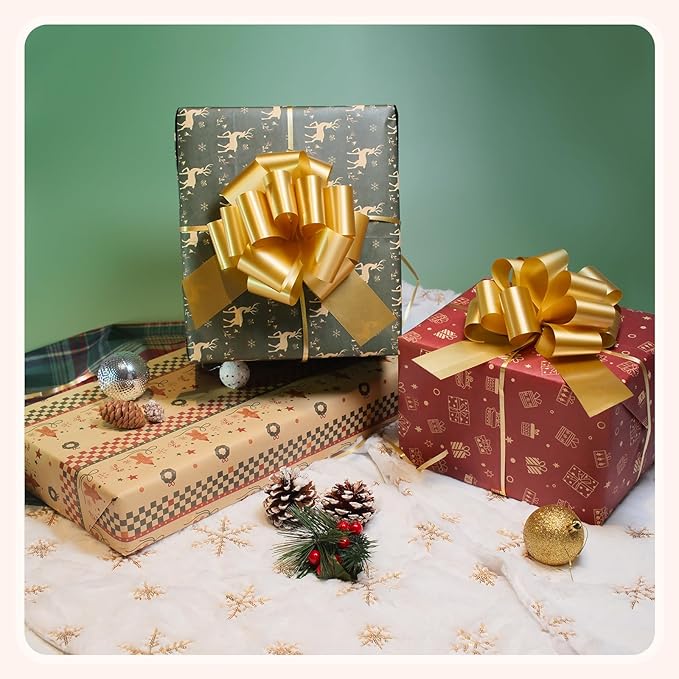 12 PCS 6 Inch Golden Pull Bows - Image 5