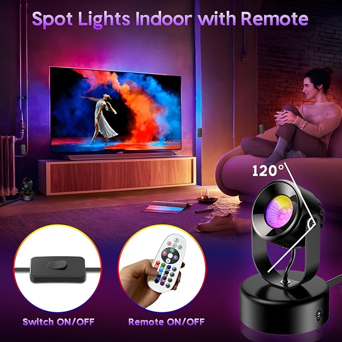 Spot Lights Indoor, 7W RGBW Spotlight 16 Color Changing Up Lights Indoor - Image 5