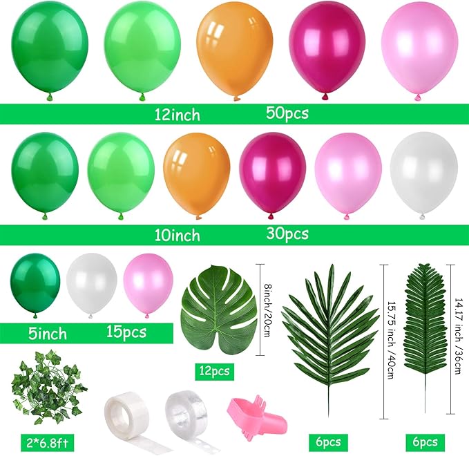 FEPITO 124Pcs Tropical Balloons Garland Kit - Image 2