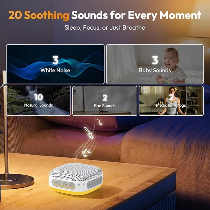 Portable Sound Machine for Travel, 52-Hour Lasting Mini Noise Machine - Image 5