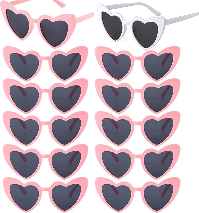 Bachelorette Party Favor Sunglasses 6 Pack, Retro Cat Eye Heart Sunglasses by Kmopom