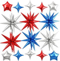 Blue Red Silver Star Balloon by Cledeco