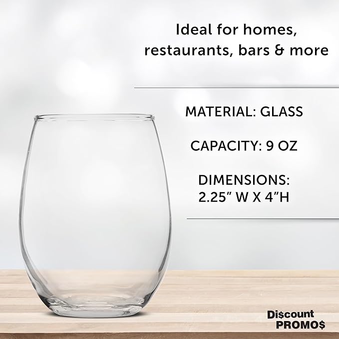 DISCOUNT PROMOS Stemless Wine Glass 9 oz. Set of 10, Bulk Pack - Image 4