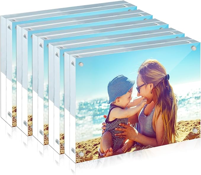 HELPLEX 5 Pack 4x6 Acrylic Picture Frames, 20mm Thicker Frameless Clear Frame by HELPLEX