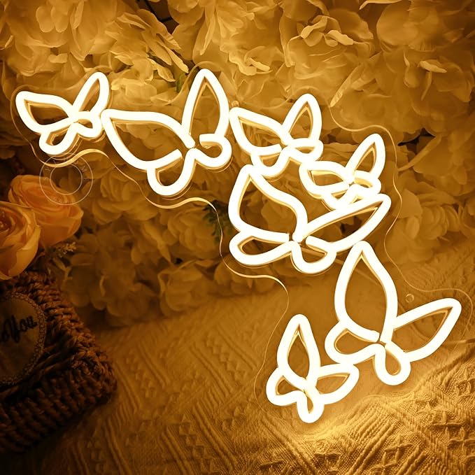 SYLHOME Butterfly Led Neon Light Sign Girls Kids Bedroom Girls Room Beauty - Image 4