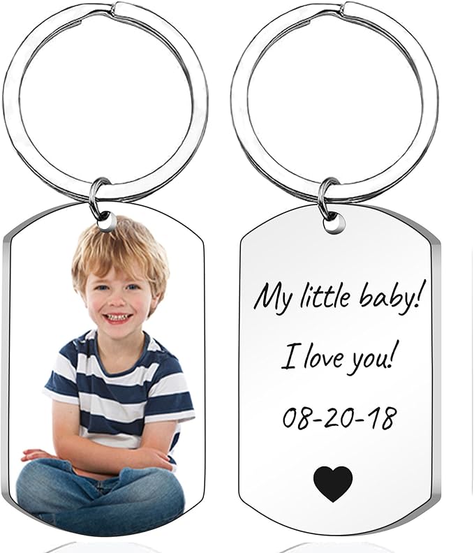 Personalized Double-sided Photo Text+Icons Keychain Drive Safe Boy Girlfriend by linglingdesign