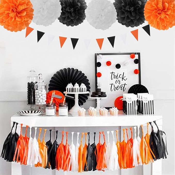 Black White Orange Halloween Party-Decorations - Image 6