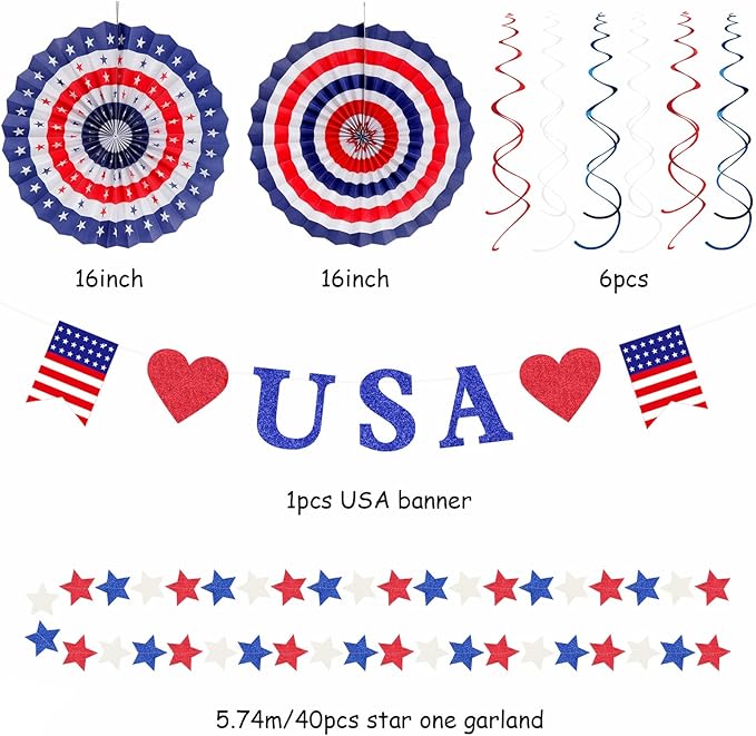 Red-White Blue Memorial-Day Patriotic Decorations - Image 7