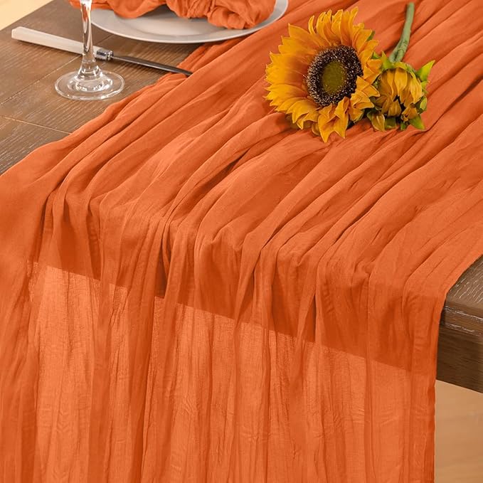 Orange Cheesecloth Table Runner Halloween Orange Table Runner Boho Gauze 120 by DeZerlor