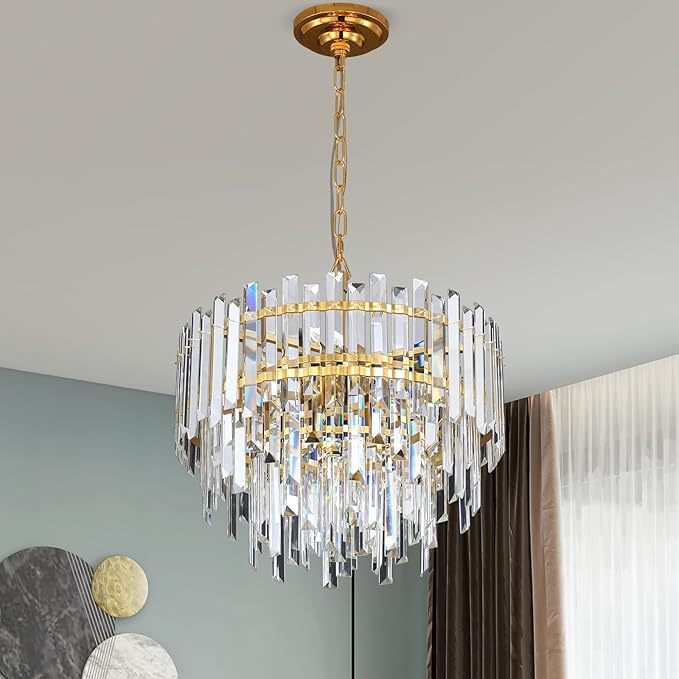 Gold Copper Crystal Chandelier Lighting 17.7'' - Image 2