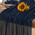 Navy Blue Cheesecloth Table Runner Fall Table Runner Boho Gauze 120 Inches Navy by DeZerlor