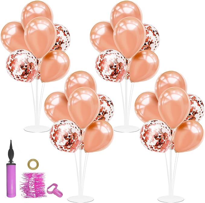Rose Gold Balloon Stand Centerpiece Table Decorations by ZJDHPTY