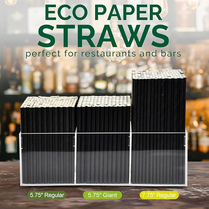 5.75 inch 8mm Wide Short Black Paper Drinking Straws Disposable - Image 6