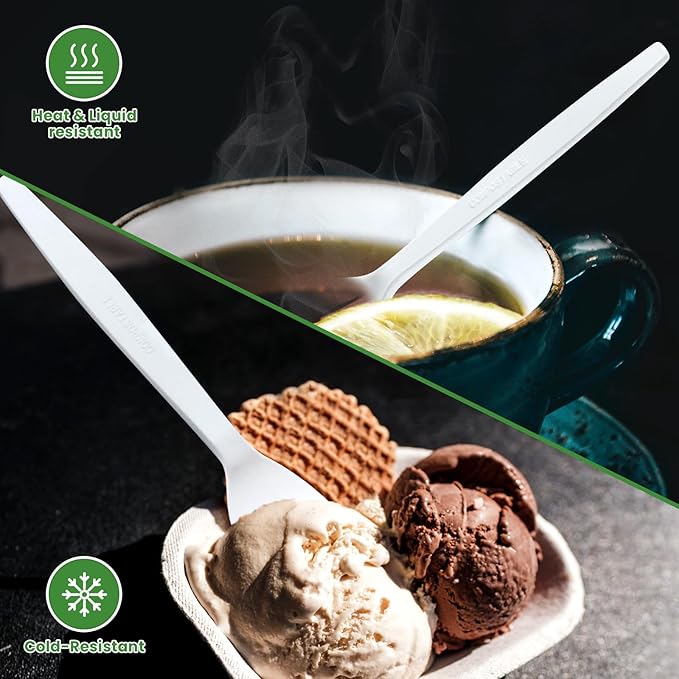 Extra Heavyduty Compostable Spoons Disposable Cutlery No Plastic Spoons Large - Image 6