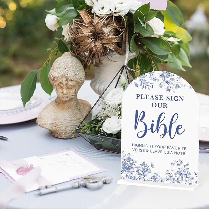 Acrylic Wedding Signs, Dusty Blue Wedding Decor, Modern Calligraphy Arch - Image 3