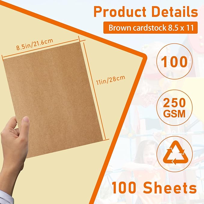 100 Sheets Brown Cardstock 8.5 x 11 Printer Paper, 92lb Heavyweight Paper Card - Image 2