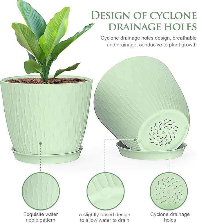 6 inch Flower Pots, 5 Pack Plant Pots - Image 3