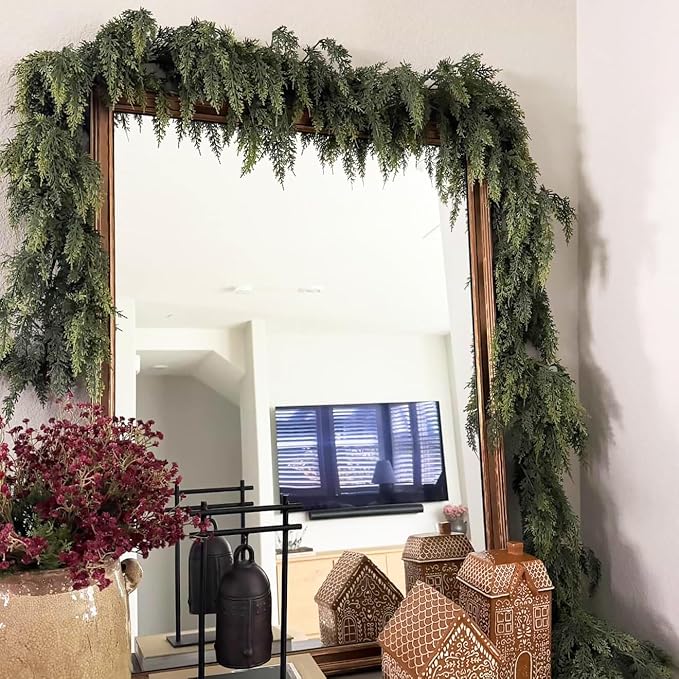 Christmas Cedar Garland Artificial Real Touch Thickness Realistic Greenery Pine - Image 5