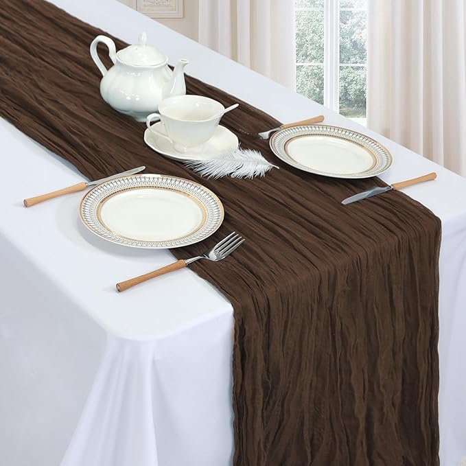 12 Pack Brown Cheesecloth Fall Table Runner 10ft Boho Gauze Fabric Cheese Cloth - Image 3