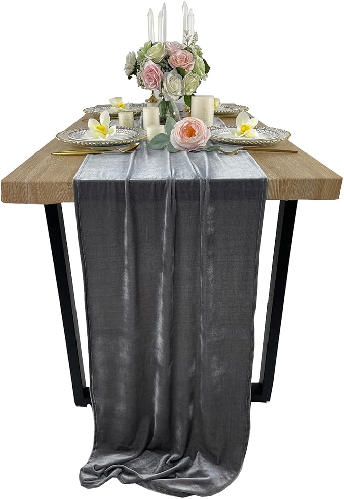 Luxurious Velvet Table Runner, 10ft Wedding Reception Decorations, 20x120inch by EHLDekol