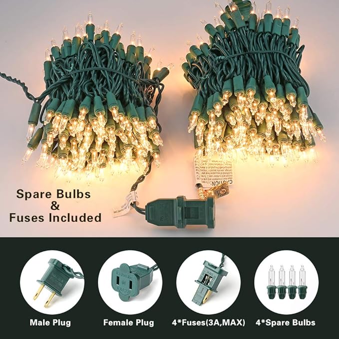 PhilzOps Clear Christmas Lights, 69.6ft 300Ct Warm White Incandescent Christmas - Image 6
