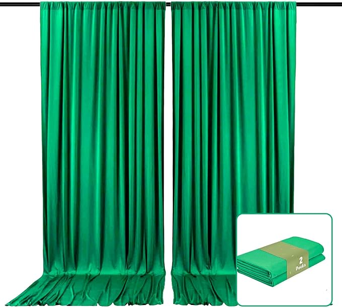 2 Panels Deep Green Backdrop Curtain, 10 x 10 Feet Background Curtains by Zankubom