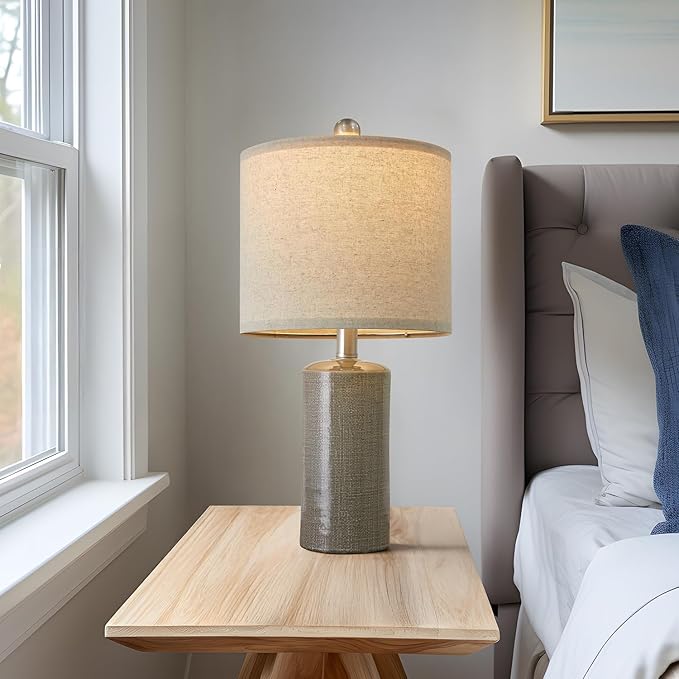 20.25/inch Modern Ceramic Table lamp Set of 2 Small Farmhouse Bedside lamp Dark - Image 3