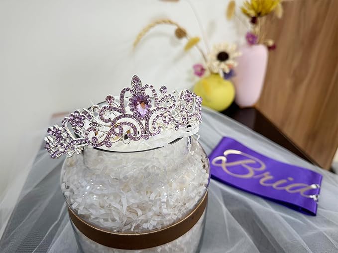 JETKONG 3 Pcs Bachelorette Party Decorations Bridal Shower Crown, Bride to Be - Image 2