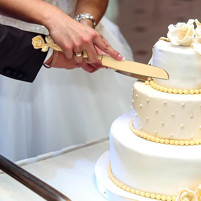 Cake Cutting Set for Wedding, Personalized Gold Cake Knife and Server Set - Image 7
