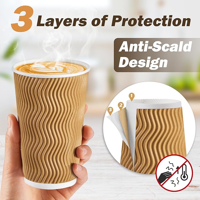 SIUQ 16 oz Coffee Cups-90 Pack Disposable Coffee Cups - Image 3